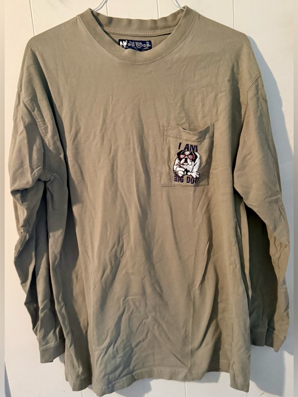 Big‎ Dogs Pocket Long Sleeve T Shirt "I Am The Big Dog" Embroidered XL Men's